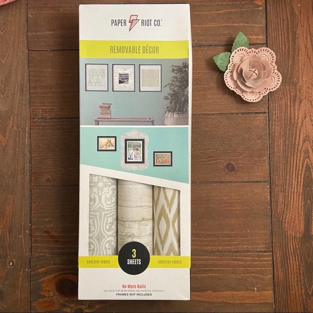 Paper Riot Co. 3 Sheets Adhesive Fabric NWT